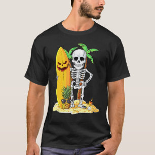 Skeleton Surfing Halloween Hawaii Hawaiian Men Sur T-Shirt