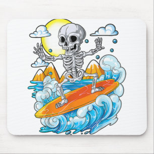 Skeleton Surfing Halloween Hawaii Hawaiian Men Wom Mouse Pad