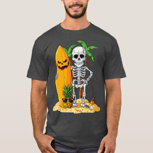Skeleton Surfing Halloween Hawaii Hawaiian Men Wom T-Shirt