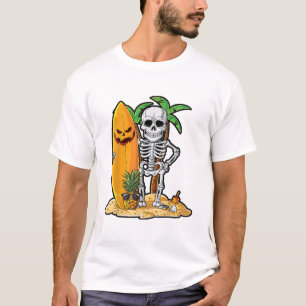 Skeleton Surfing Halloween Hawaii Hawaiian Men Wom T-Shirt
