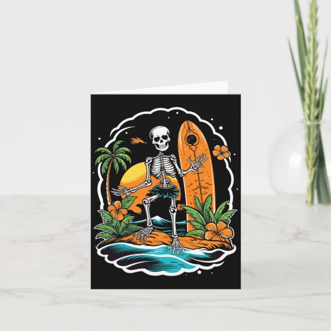 Skeleton Surfing Halloween Hawaii Performance Card (Front)