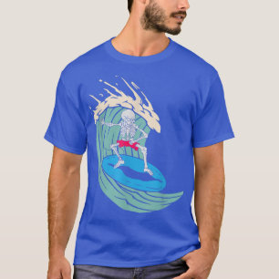 Skeleton Surfing Halloween Hawaii Surfer Wave Ride T-Shirt