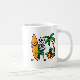 Skeleton Surfing Halloween Surfer Costume Hawaiian Coffee Mug