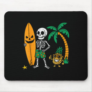 Skeleton Surfing Halloween Surfer Costume Hawaiian Mouse Pad