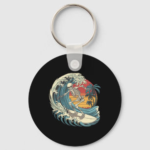 Skeleton Surfing Key Ring