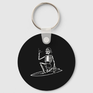 Skeleton Surfing Lazy Halloween Costume Skull Bone Key Ring