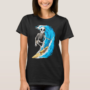 Skeleton Surfing Surf Halloween Themed T-Shirt