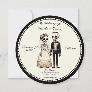 Skeleton Sweethearts Bride Groom Whimsical Wedding Invitation