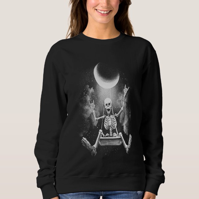 Skeleton Swinging Moon Rock Sweatshirt (Front)