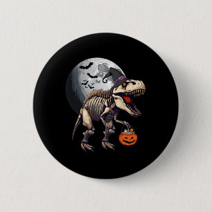 Skeleton T Rex Dinosaur Fun Halloween Pumpkin Boys 6 Cm Round Badge