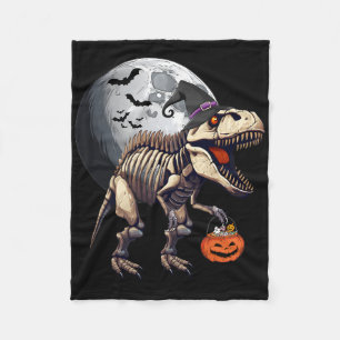 Skeleton T Rex Dinosaur Fun Halloween Pumpkin Boys Fleece Blanket