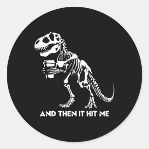 Skeleton T-rex Dinosaur Halloween Men Women Funny Classic Round Sticker