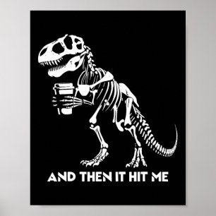 Skeleton T-rex Dinosaur Halloween Men Women Funny  Poster