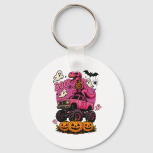 Skeleton T Rex Dinosaur Monster Truck Pumpkin Brea Key Ring