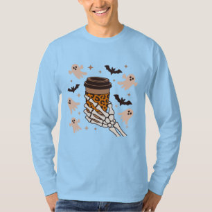 Skeleton T-Shirt, Funny Skeleton Tee, Coffee Lover T-Shirt