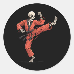 Skeleton Taekwondo Funny Halloween Costume Toddler Classic Round Sticker