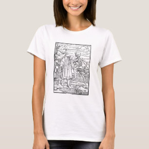 skeleton talking to old man illustration T-Shirt