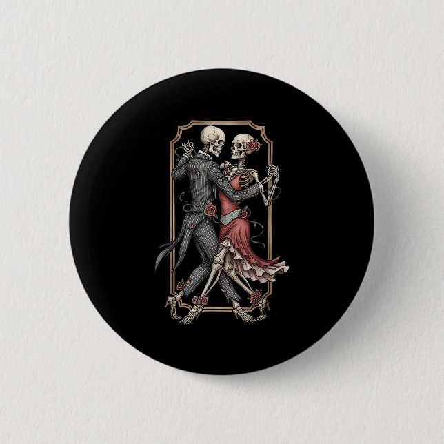Skeleton Tango Halloween Costume Spooky Dancers Da 6 Cm Round Badge (Front)