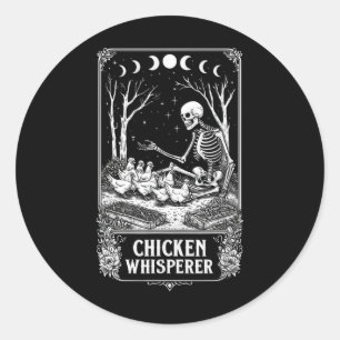 Skeleton Tarot Card Design – Witchy Chicken Garden Classic Round Sticker
