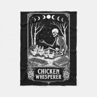 Skeleton Tarot Card Design – Witchy Chicken Garden Fleece Blanket