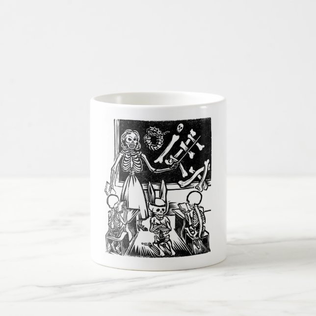 Skeleton Teacher and Students "Day of the Dead" Coffee Mug (Center)