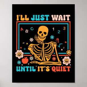 Skeleton Teacher Halloween Costume Men Women Poster