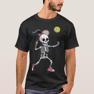 Skeleton Tennis Halloween Funny Women T-Shirt