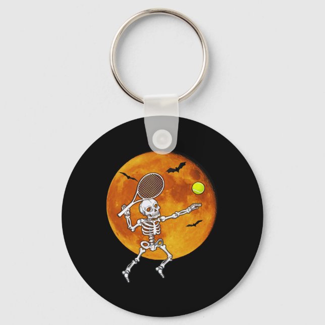 Skeleton Tennis Halloween Racket Ll  Key Ring (Front)
