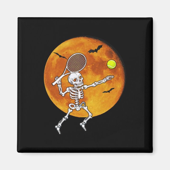Skeleton Tennis Halloween Racket Ll  Magnet (Front)