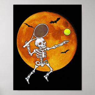 Skeleton Tennis Halloween Racket Ll  Poster