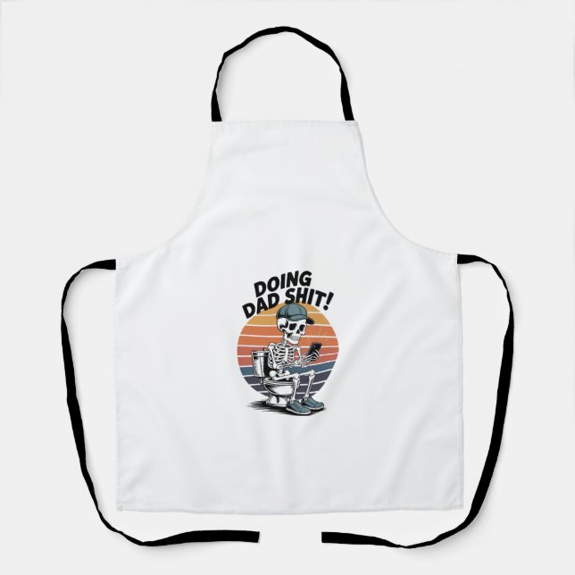 Skeleton Toilet Dad Apron (Front)