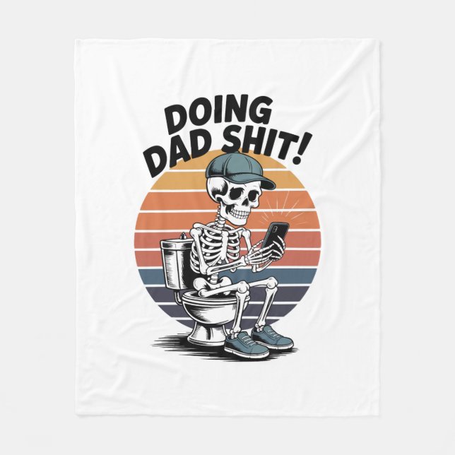 Skeleton Toilet Dad Fleece Blanket (Front)