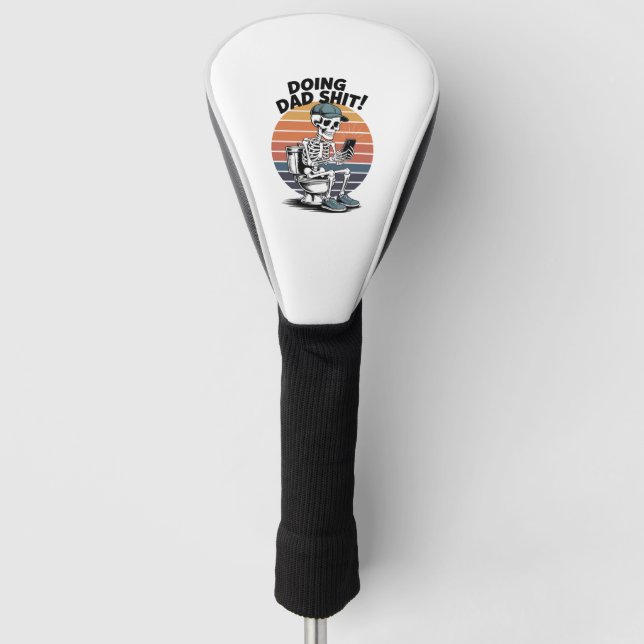 Skeleton Toilet Dad Golf Head Cover (Front)