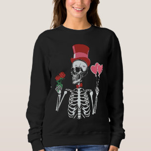 Skeleton Top Hat Rose Valentines Day Skeleton Bone