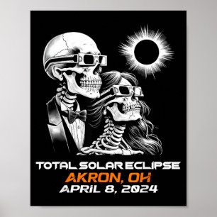 Skeleton Total Solar Eclipse Akron Ohio Poster