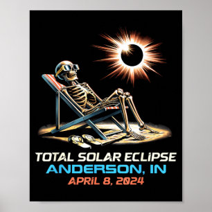 Skeleton Total Solar Eclipse Anderson Indiana Poster