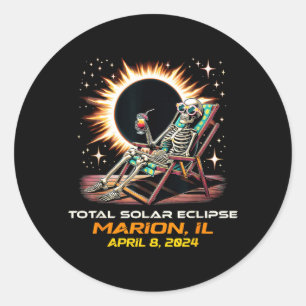 Skeleton Total Solar Eclipse Marion Illinois Classic Round Sticker