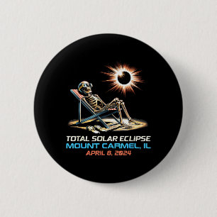 Skeleton Total Solar Eclipse Mount Carmel Illinois 6 Cm Round Badge
