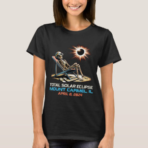 Skeleton Total Solar Eclipse Mount Carmel Illinois T-Shirt
