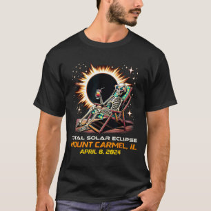Skeleton Total Solar Eclipse Mount Carmel Illinois T-Shirt