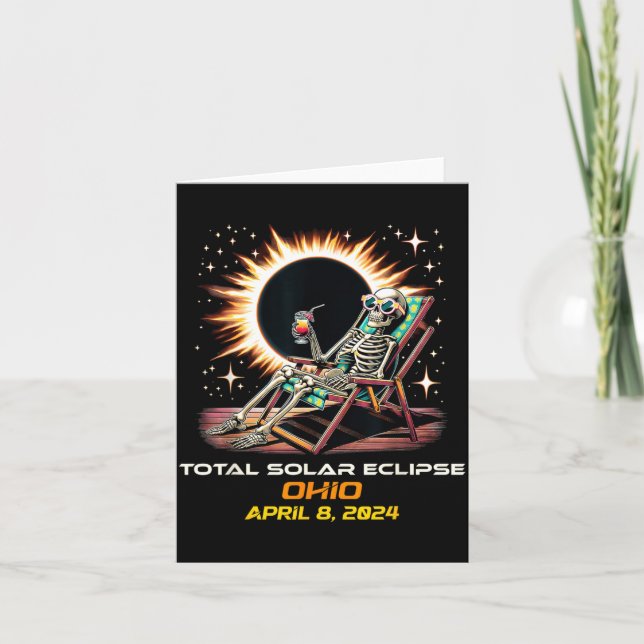 Skeleton Total Solar Eclipse Ohio Oh Card (Front)