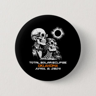 Skeleton Total Solar Eclipse Oklahoma Ok 6 Cm Round Badge