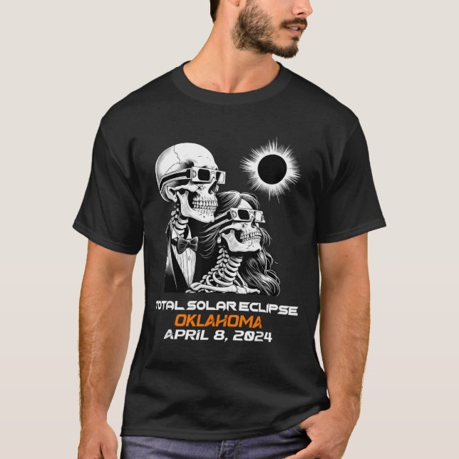 Skeleton Total Solar Eclipse Oklahoma Ok T-Shirt (Front)