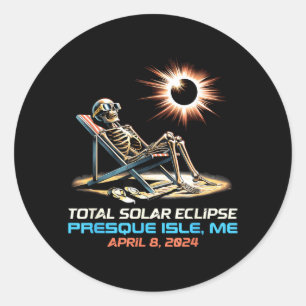 Skeleton Total Solar Eclipse Presque Isle Maine Classic Round Sticker