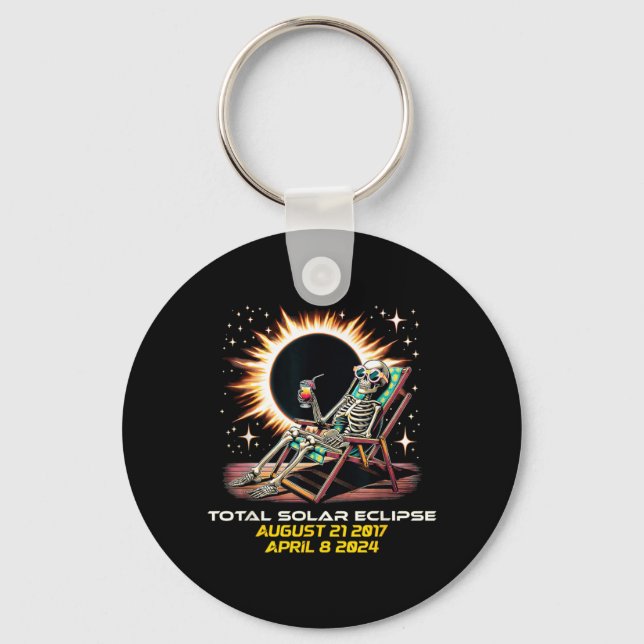 Skeleton Total Solar Eclipse Twice In A Lifetime Key Ring (Front)