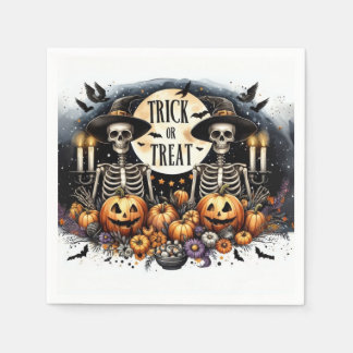 Skeleton Trick or Treat Party Paper Napkins