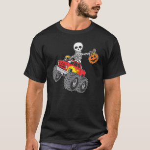 Skeleton Truck Candy Corn Pumpkin Halloween Costum T-Shirt