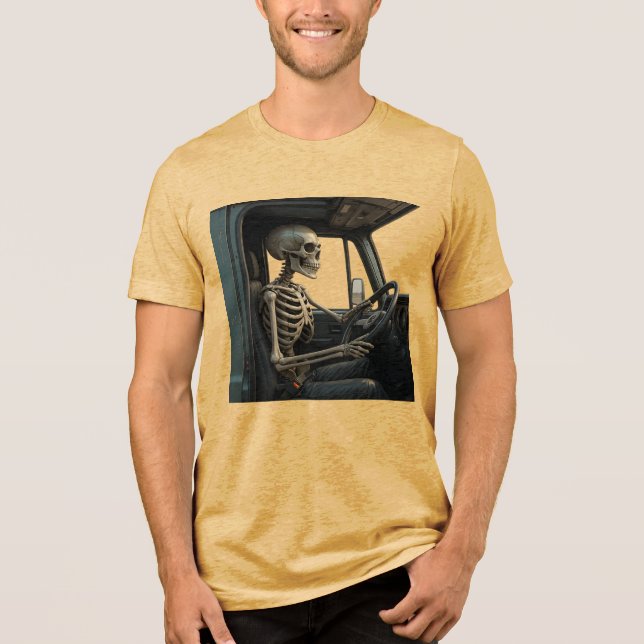 Skeleton Truck Driver Bella+Canvas  Tri-Blend Shirt (Front)
