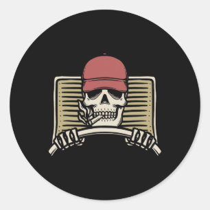 Skeleton Trucker Lazy Halloween Costume Skull Truc Classic Round Sticker
