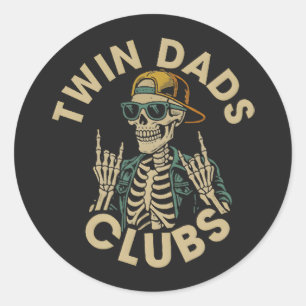 Skeleton Twin Dads Club Classic Round Sticker
